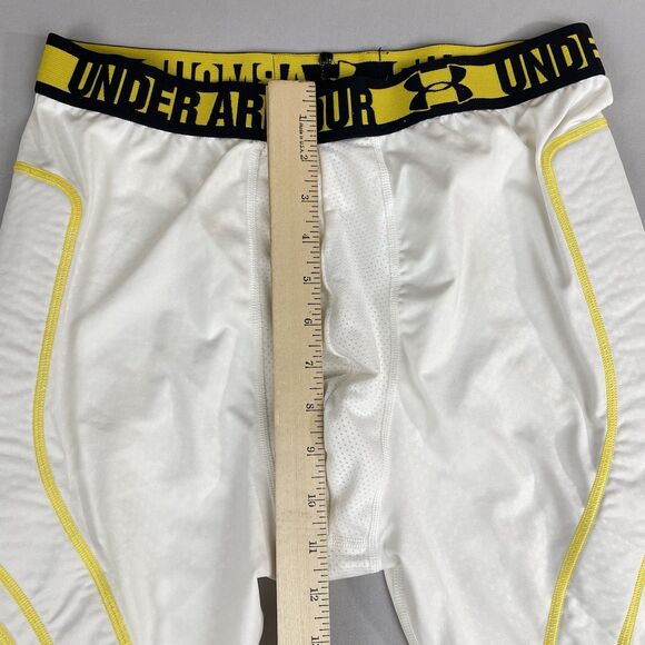 Under Armour Heat Gear Boxer Brief Compression Shorts Cup Boys XL White Yellow - Picture 7 of 13
